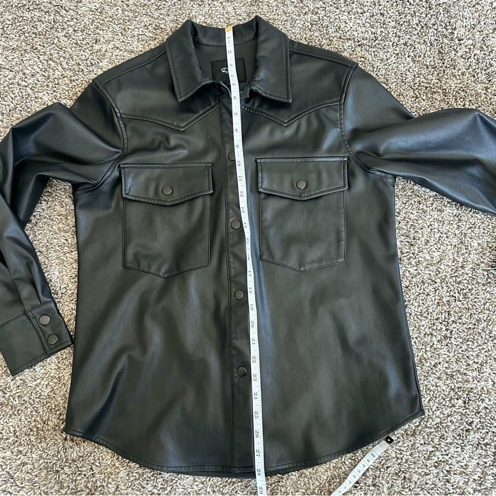 Rails Black Faux Leather Shirt Jacket - Picture 7 of 8
